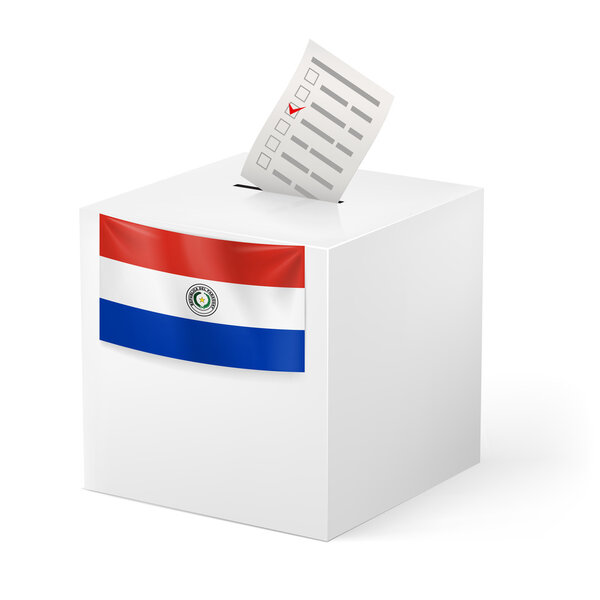 Избирательная урна с избирательным бюллетенем. Парагвай
