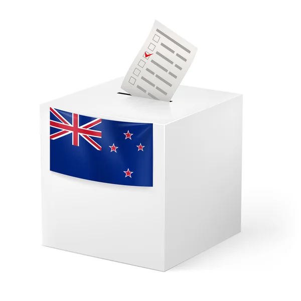 Ballot box with voting paper. New Zealand — Stock Vector