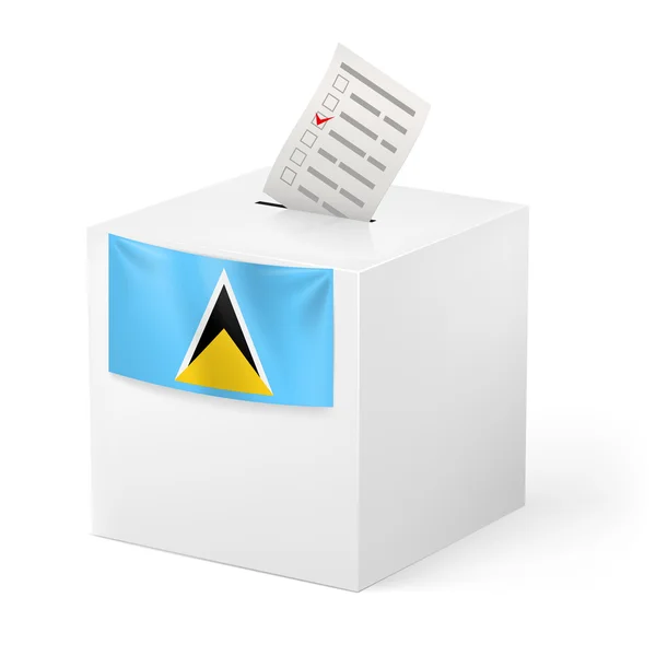 Caja de votación con papeleta de votación. Santa Lucía — Vector de stock