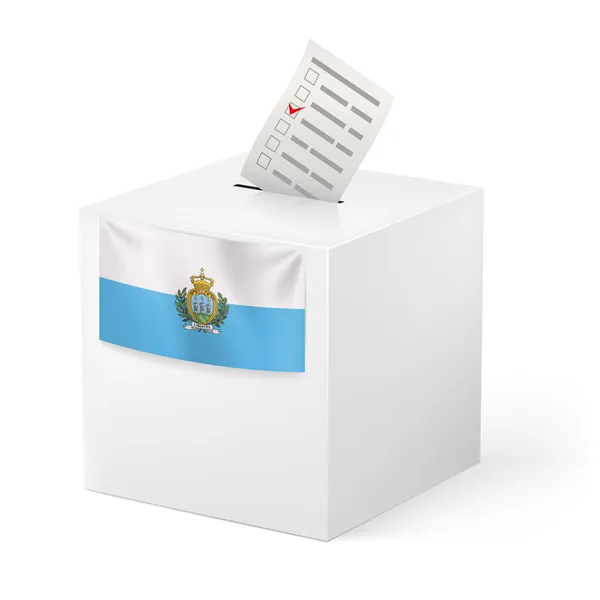 Ballot box with voting paper. San Marino — Stock Vector