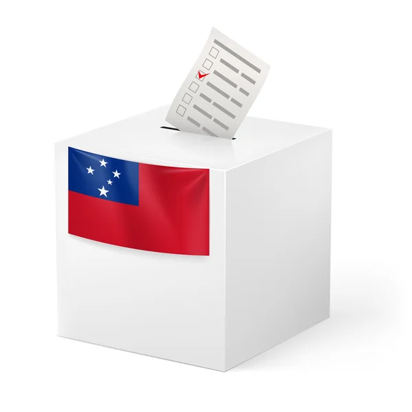 Caja de votación con papeleta de votación. Samoa — Vector de stock