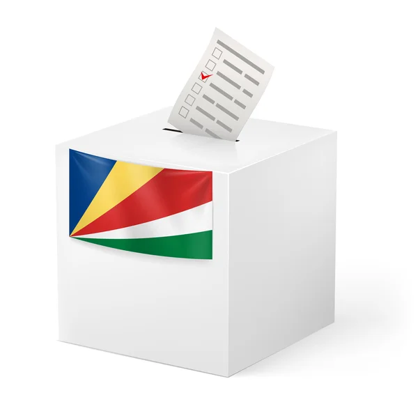 Wahlurne mit Stimmzettel. Seychellen — Stockvektor