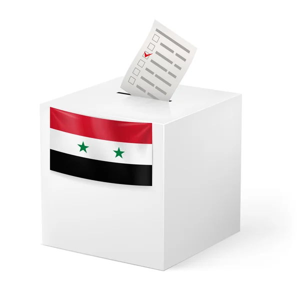 Ballot box with voting paper. Syria — Stock Vector