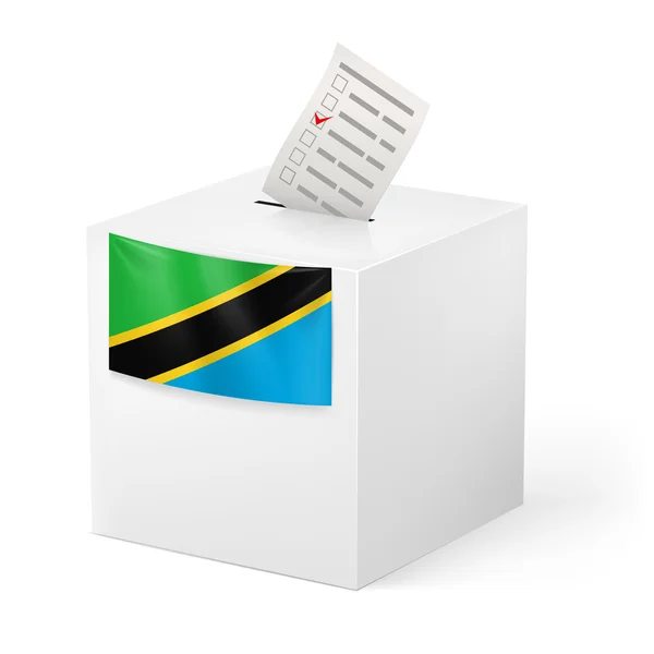 Afstemningsboks med stemmeseddel. Tanzania – Stock-vektor
