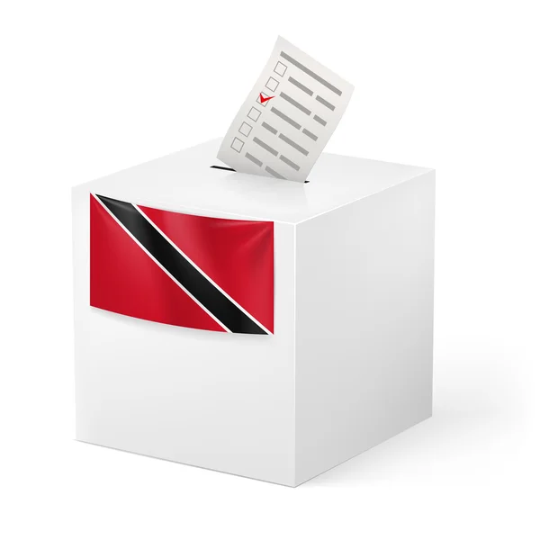 Caixa de voto com papel de voto. Trinidad e Tobago — Vetor de Stock