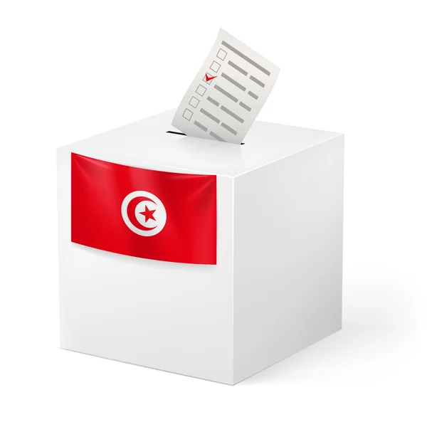 Ballot box with voting paper. Tunisia — Stock Vector