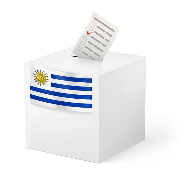 Caja de votación con papeleta de votación. Uruguay — Vector de stock
