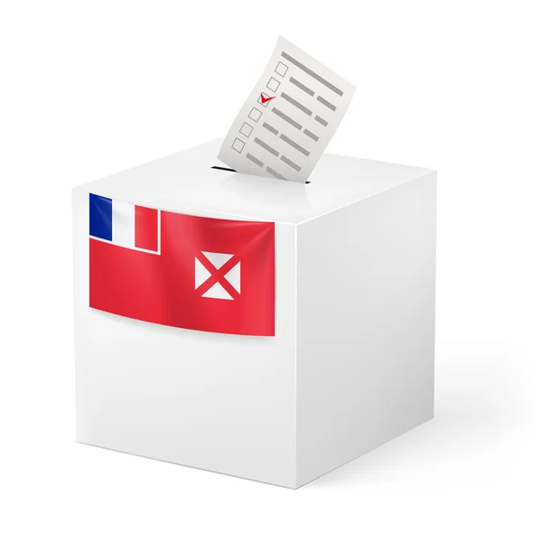 Caja de votación con papeleta de votación. Wallis y Futuna — Vector de stock