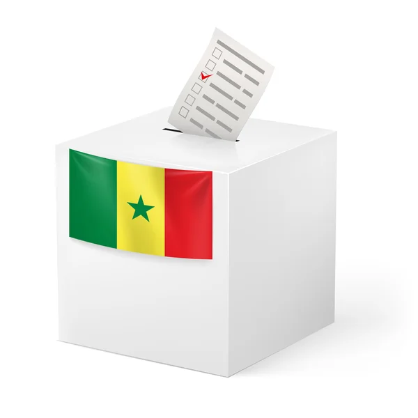 Ballot box with voting paper. Senegal — Stock Vector