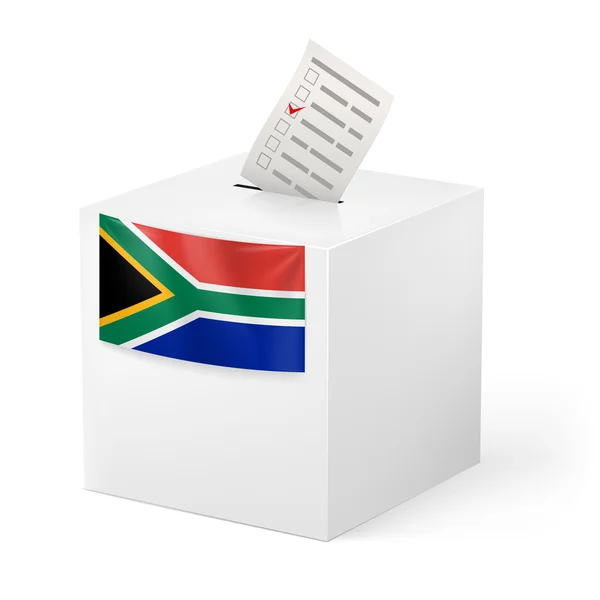 Wahlurne mit Stimmzettel. Südafrika — Stockvektor