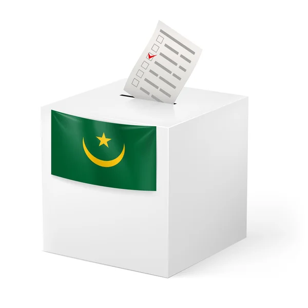 Urne avec bulletin de vote. Mauritanie — Image vectorielle