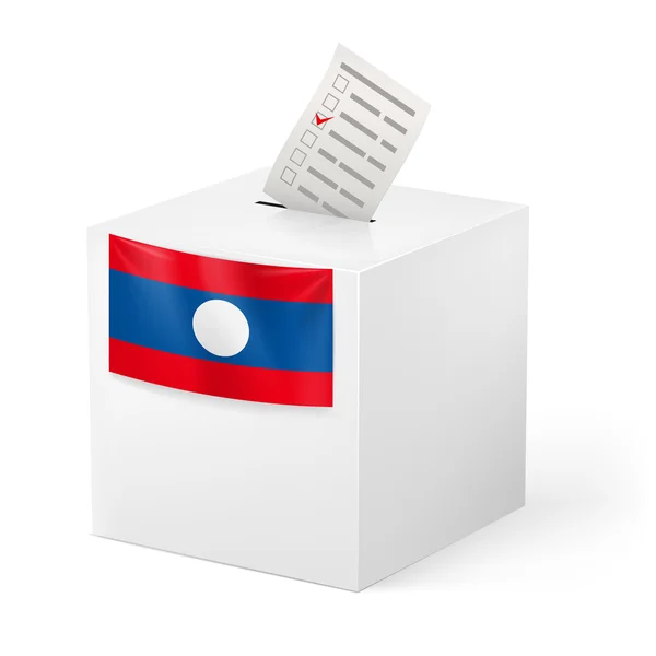 Caja de votación con papeleta de votación. Laos — Vector de stock