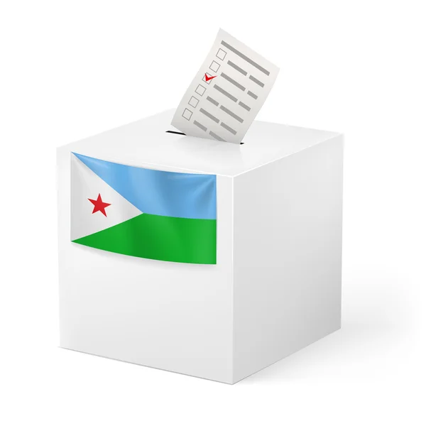 Ballot box with voting paper. Djibouti — Stock Vector