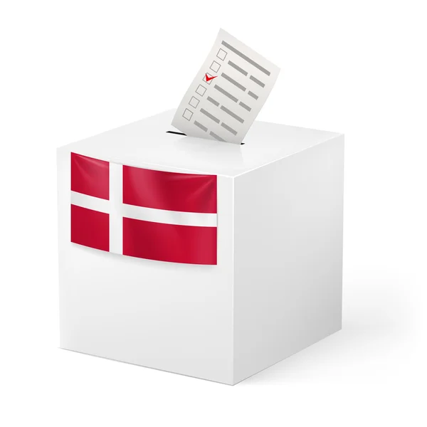 Ballot box with voting paper. Denmark — Stock Vector