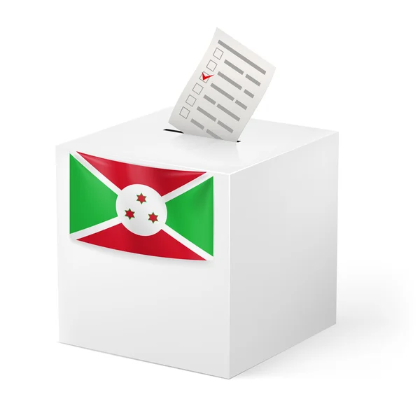 Hlasovací políčko s hlasovacími papíru. Burundi — Stockový vektor