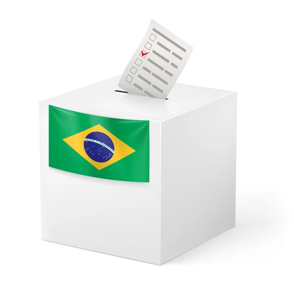 Ballot box with voting paper. Brazil — Stock Vector