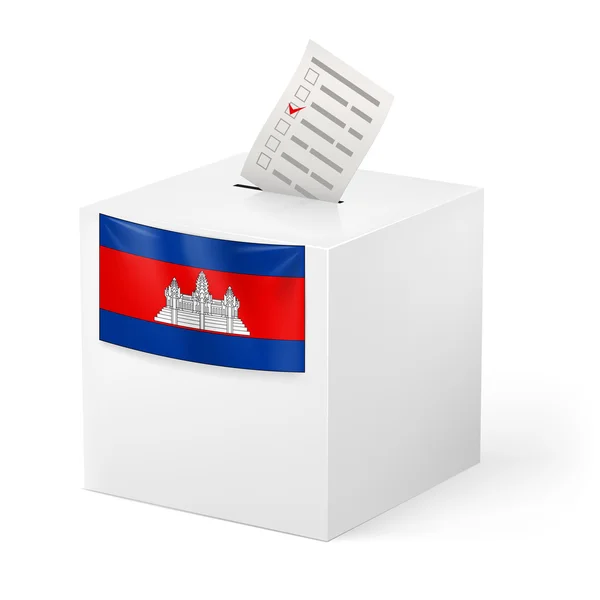 Urne avec bulletin de vote. Cambodge — Image vectorielle