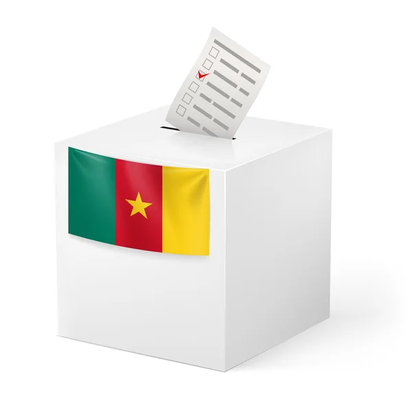 Ballot box with voting paper. Cameroon — Stock Vector