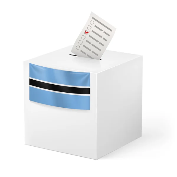 Caja de votación con papeleta de votación. Botswana — Vector de stock