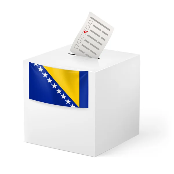 Caja de votación con papeleta de votación. Bosnia y Herzegovina — Vector de stock