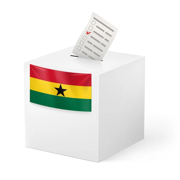 Caja de votación con papeleta de votación. Ghana — Vector de stock