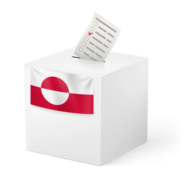 Caja de votación con papeleta de votación. Groenlandia — Vector de stock