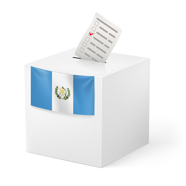 Избирательная урна с избирательным бюллетенем. Гватемала
