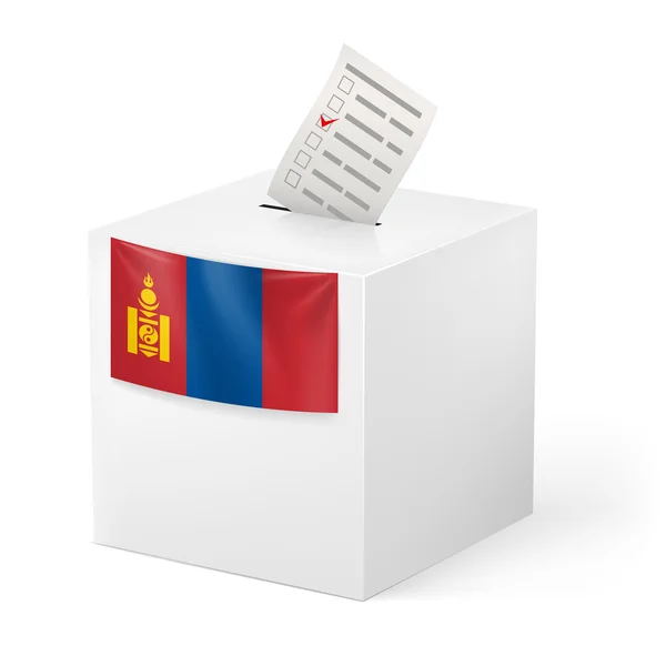 Caja de votación con papeleta de votación. Mongolia — Archivo Imágenes Vectoriales