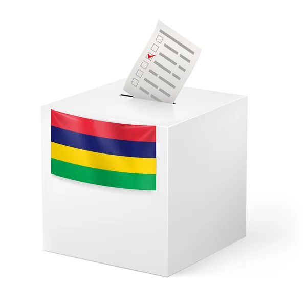 Ballot box with voting paper. Mauritius — Stock Vector