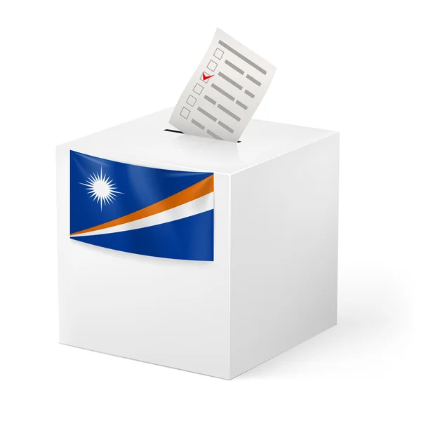 Caja de votación con papeleta de votación. Islas Marshall — Vector de stock