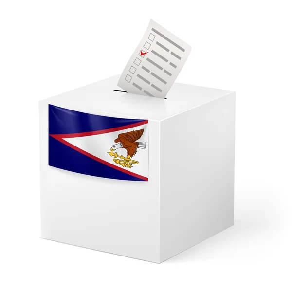 Caja de votación con papeleta de votación. Samoa Americana — Vector de stock