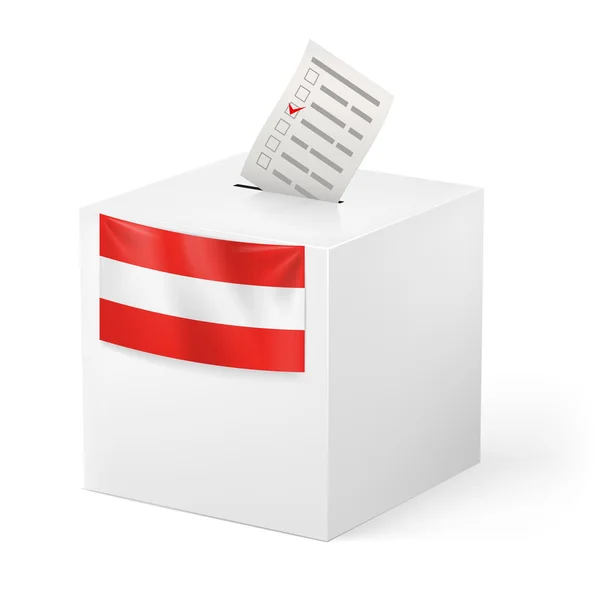 Ballot box with voting paper. Austria — Stock Vector