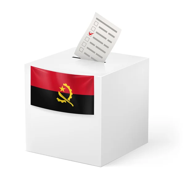 Caja de votación con papeleta de votación. Angola — Archivo Imágenes Vectoriales