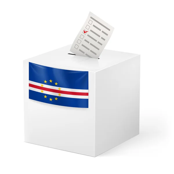 Caja de votación con papeleta de votación. Cabo Verde — Vector de stock