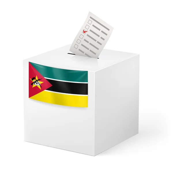 Urne avec bulletin de vote. Mozambique — Image vectorielle