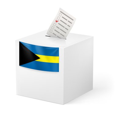 Kağıt oy ile oy sandığı. Bahama Adaları topluluğu