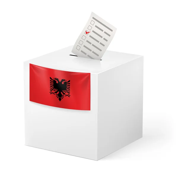 Wahlurne mit Stimmzettel. Albanien — Stockvektor