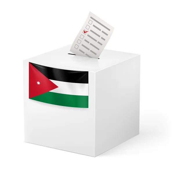 Hlasovací políčko s hlasovacími papíru. Jordánsko — Stockový vektor