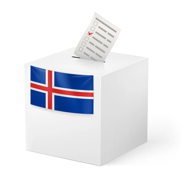 Ballot box with voting paper. Iceland — Stock Vector