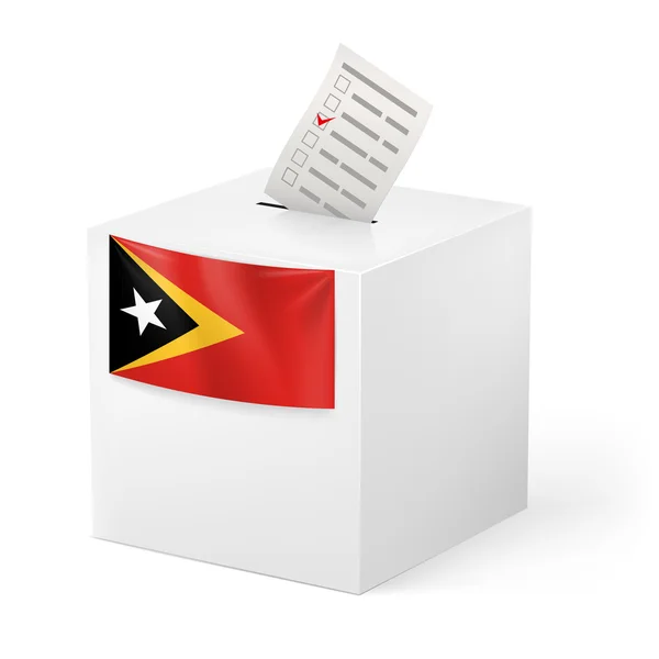 Caja de votación con papeleta de votación. Timor Oriental — Vector de stock