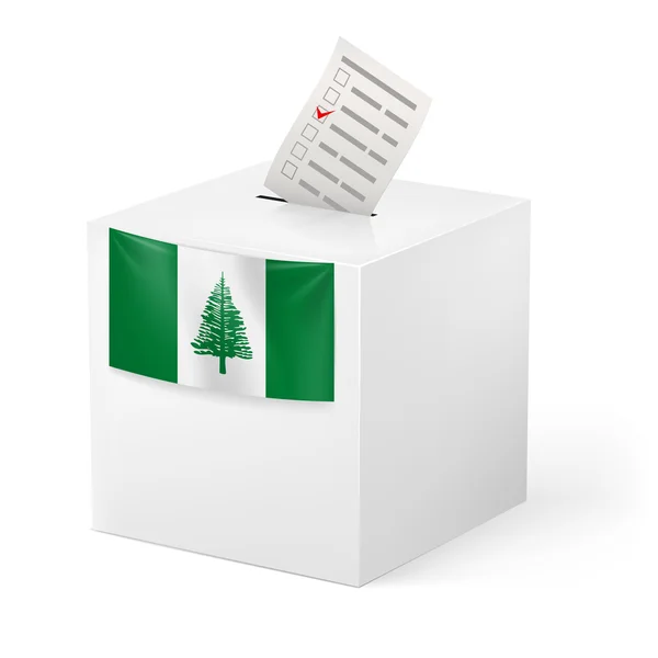 Caja de votación con papeleta de votación. Isla Norfolk — Vector de stock