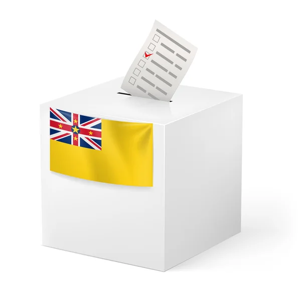 Ballot box with voting paper. Niue — Stock Vector