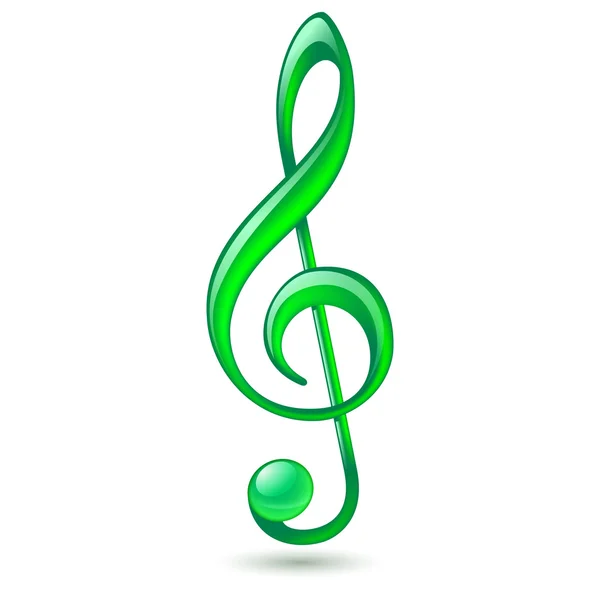 Green treble clef — Stock Vector