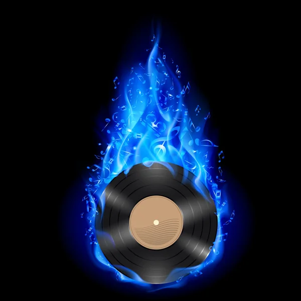 Vinyl schijf in blue fire Megacoaster. — Stockvector