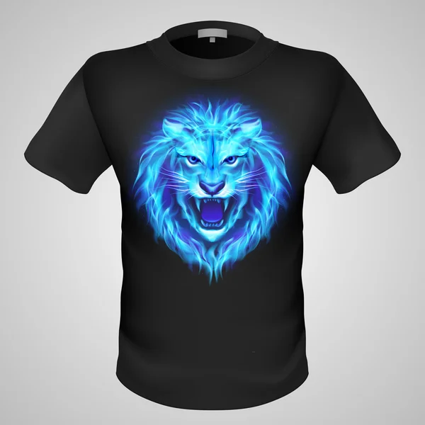Tête de lion bleu feu . — Image vectorielle