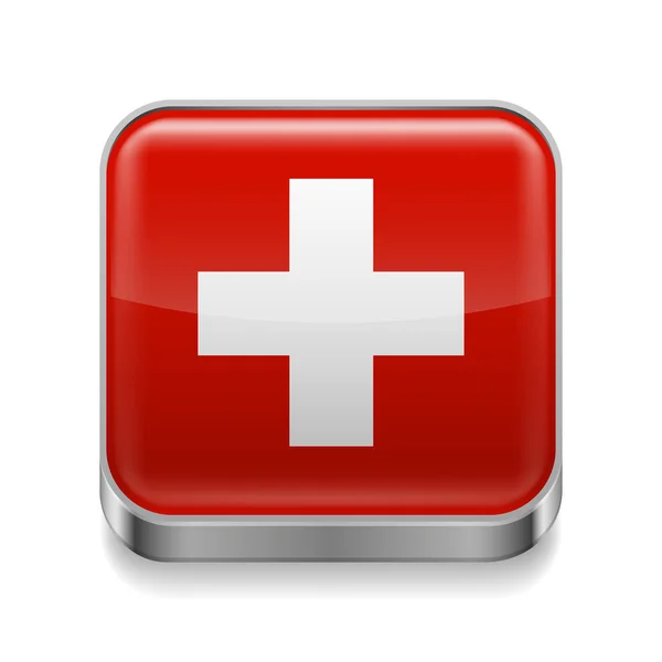 Icona in metallo della Svizzera — Vettoriale Stock