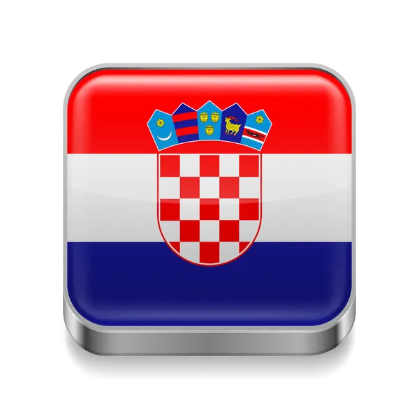 Icona in metallo della Croazia — Vettoriale Stock