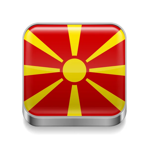 Ícone de metal da Macedônia — Vetor de Stock
