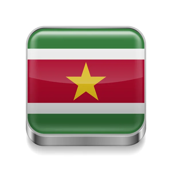 Icono de metal de Surinam — Vector de stock