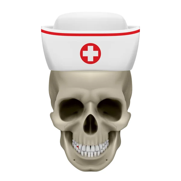 Skull in nurse cap — Stock Vector